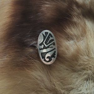 Native Hopi Wolf Sterling Ring